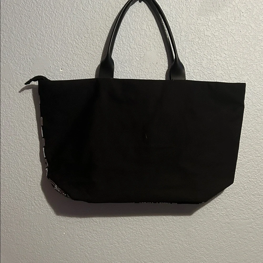 Victoria's Secret Black and Silver Striped Tote